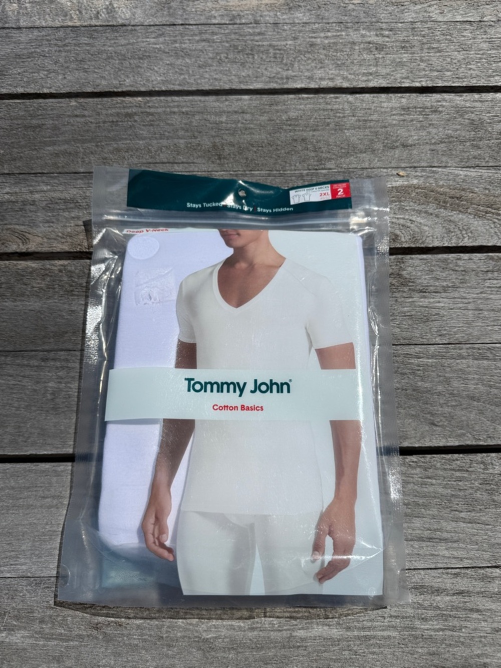 Tommy John Cotton Basics Deep V-Neck Undershirt 2-Pack White XXL NWT